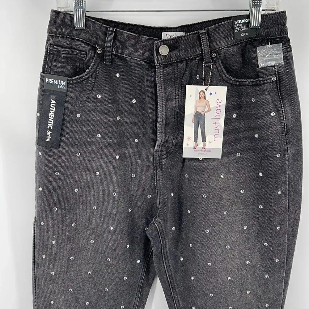 Simple Society distressed super high rise button fly raw hem jeans NEW NWT 9 29